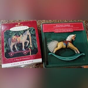 2 Vintage Hallmark Horse Ornaments